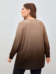 Mulvari Plus Two Tone Raglan Sleeve Tee - Brown - View 2