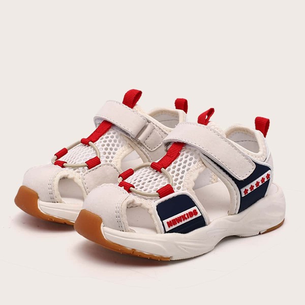 

Toddler Girls Color Block Velcro Strap Sandals, Beige