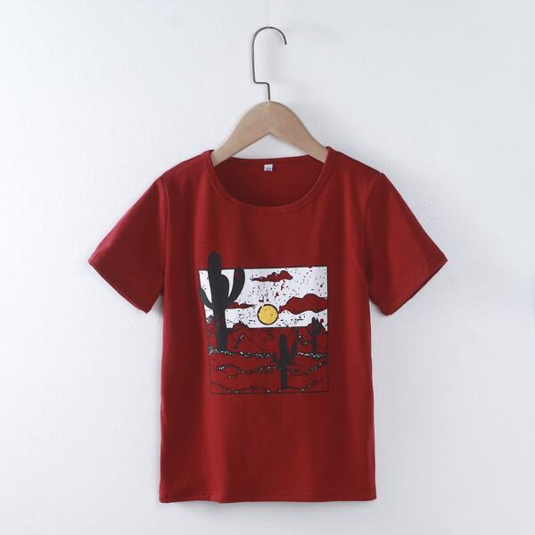 

Toddler Boys Desert And Cactus Print Tee, Burgundy