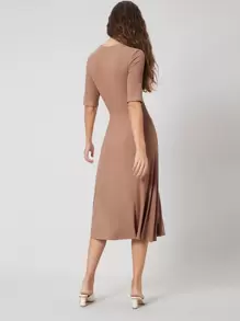 MOTF PREMIUM BAMBOO FIBER TWIST FLOWY DRESS - Mocha Brown - View 2