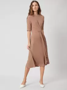 MOTF PREMIUM BAMBOO FIBER TWIST FLOWY DRESS - Mocha Brown - View 6