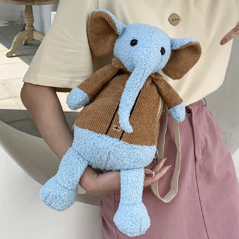 

Elephant Design Backpack, Blue