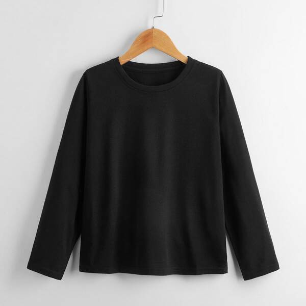 

Boys Solid Crew Neck Tee, Black