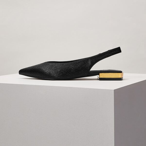 

POINT TOE SLINGBACK FLATS, Black