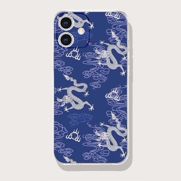 

Chinese Dragon Print Phone Case, Blue