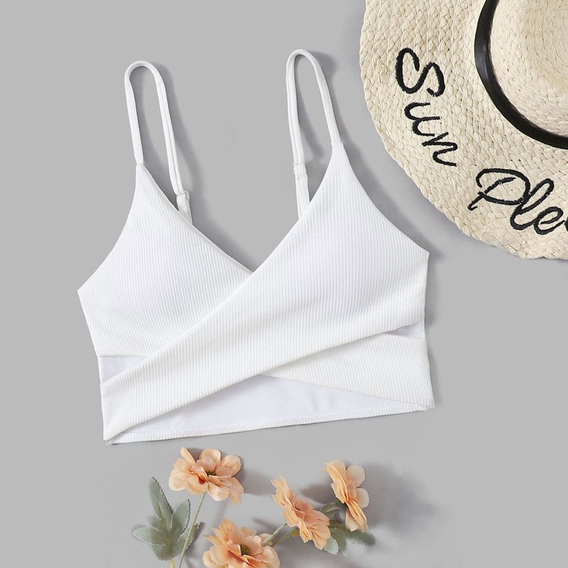 

Solid Rib Bikini Top, White