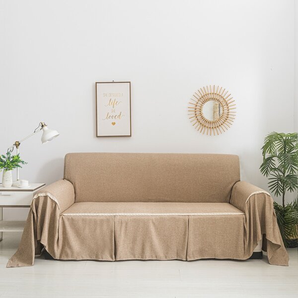 

Lace Trim Sofa Towel, Khaki