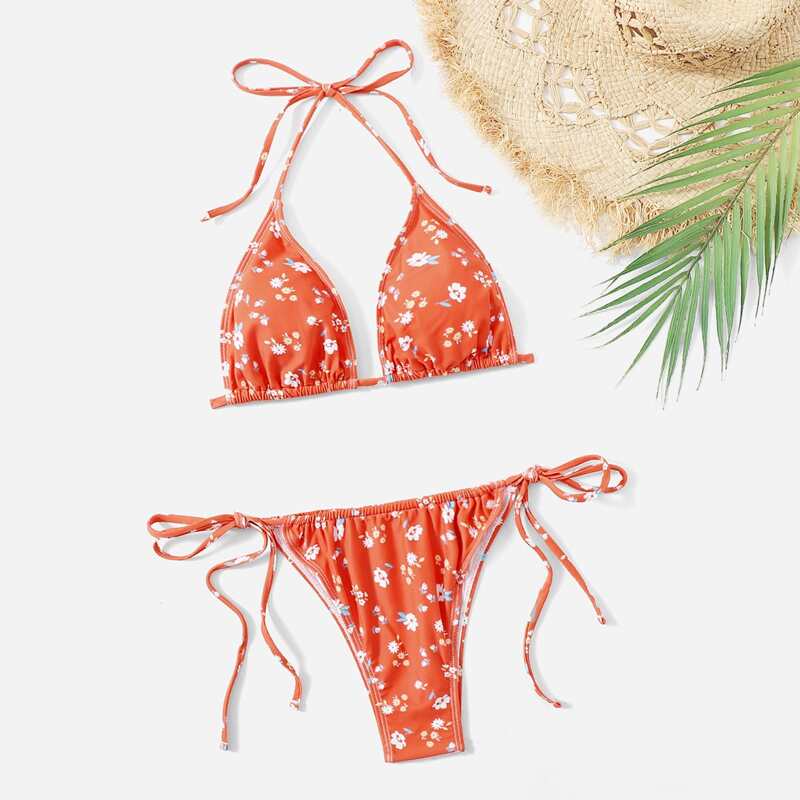 

Floral Pattern Bikini Swimsuit, Multicolor