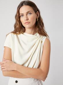 MOTF PREMIUM GATHERED ASYMMETRICAL TOP - Beige - View 3