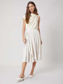 MOTF PREMIUM GATHERED ASYMMETRICAL TOP - Beige - View 7