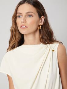 MOTF PREMIUM GATHERED ASYMMETRICAL TOP - Beige - View 8