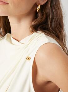 MOTF PREMIUM GATHERED ASYMMETRICAL TOP - Beige - View 9