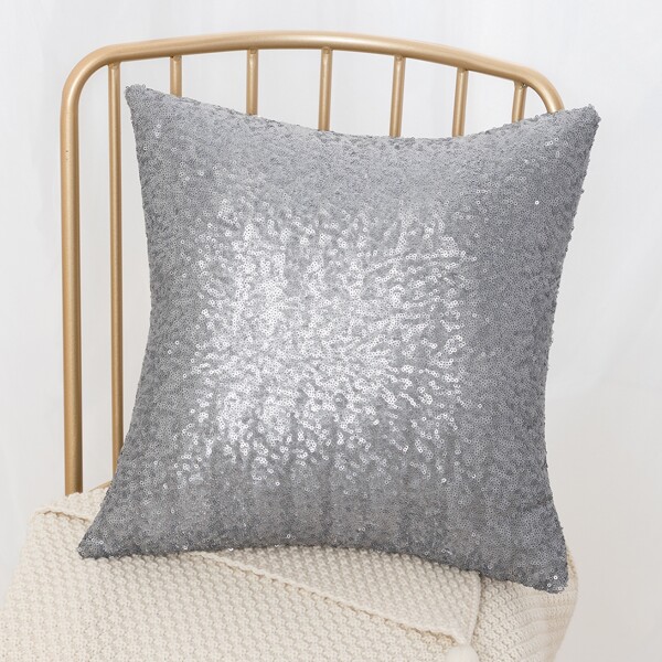 

Sequin Decor Cushion Cover Without Filler, Grey