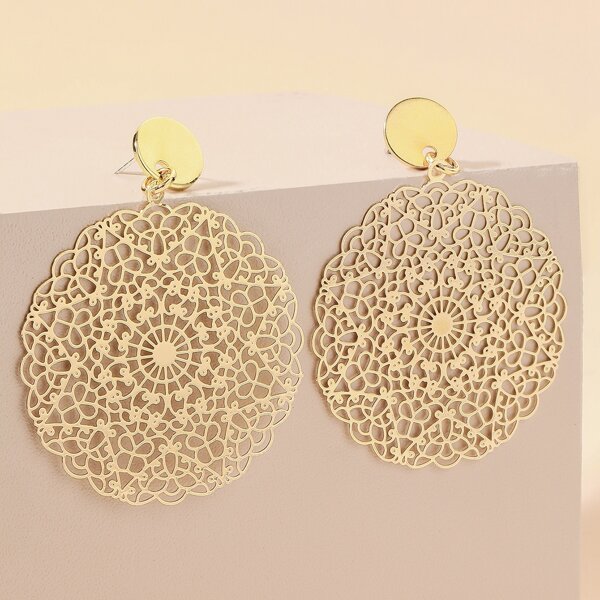 

Hollow Out Drop Earrings, Gold