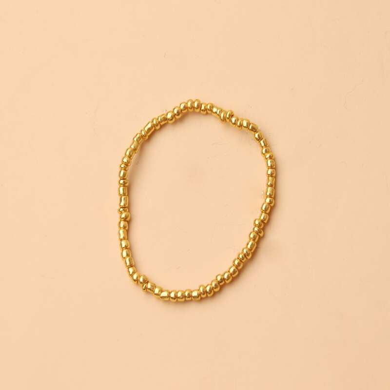 

1pc Simple Beaded Bracelet, Gold