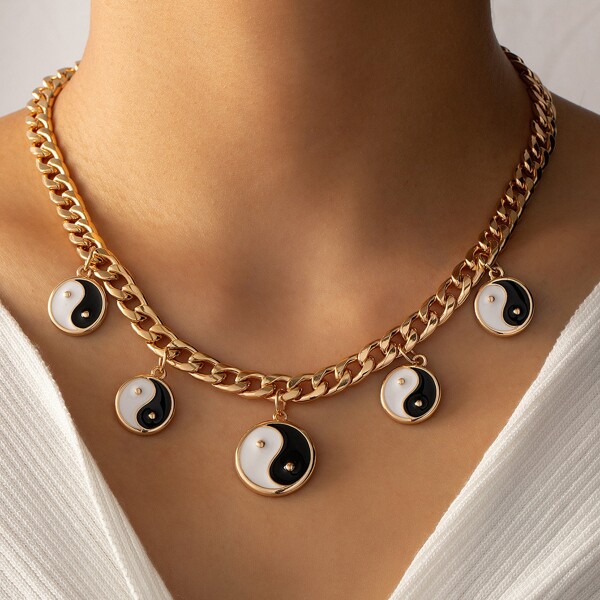 

Yin & Yang Charm Necklace, Gold
