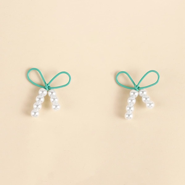

Faux Pearl Bow Decor Stud Earrings, Mint green