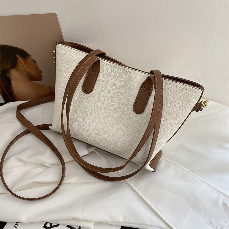 

Minimalist Top Handle Tote Bag, White