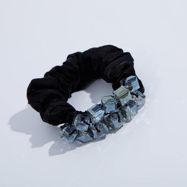 

Geometric Crystal Decor Scrunchie, Grey