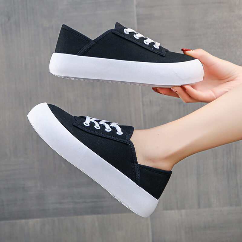 

Lace Up Front Canvas Shoes, Black