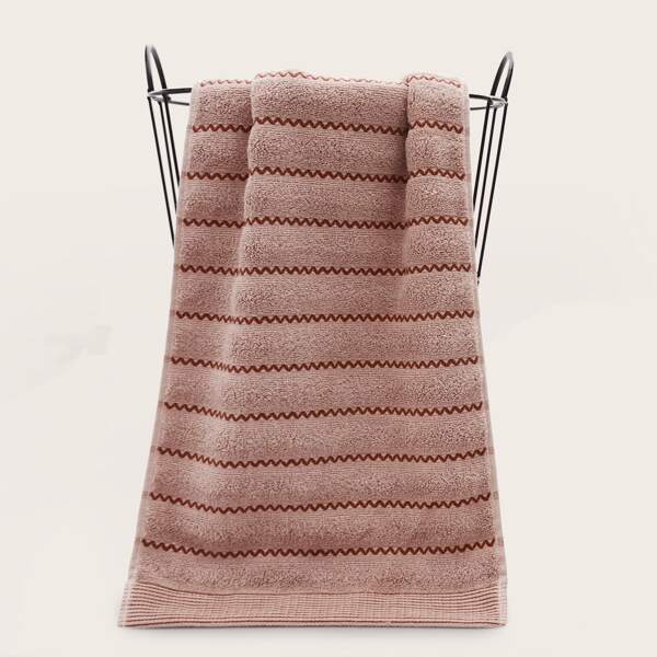 

1pc Chevron Pattern Face Towel, Coffee brown