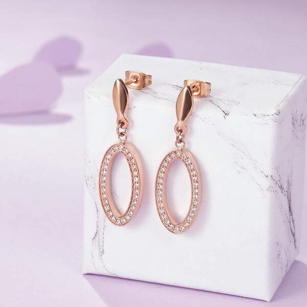 

Zircon Geo Drop Earrings, Rose gold