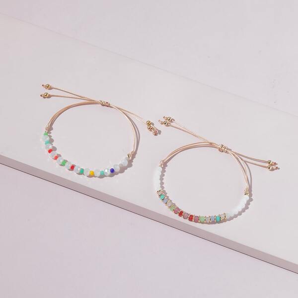 

2pcs Crystal Decor Bracelet, Multicolor