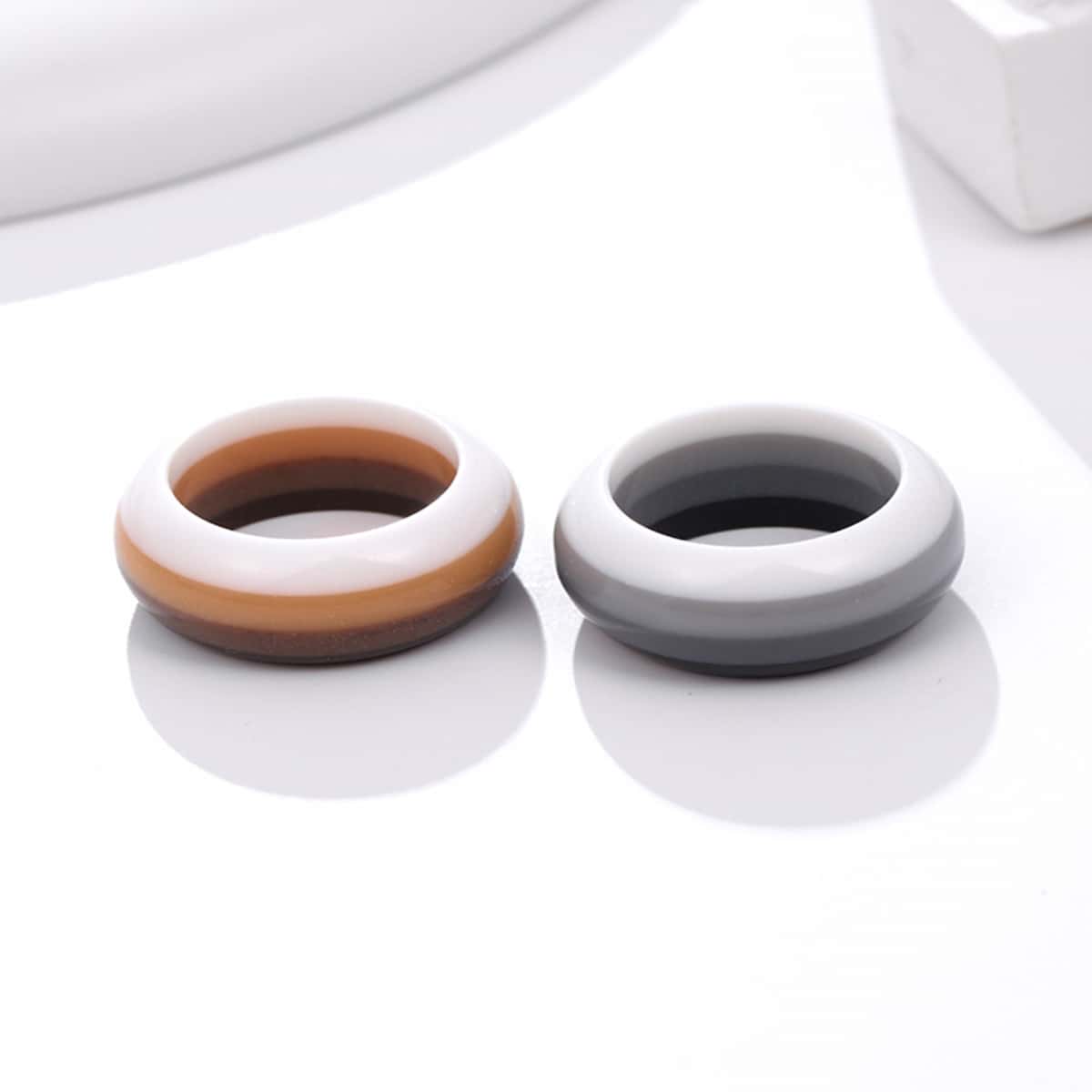

2pcs Color Block Ring, Multicolor