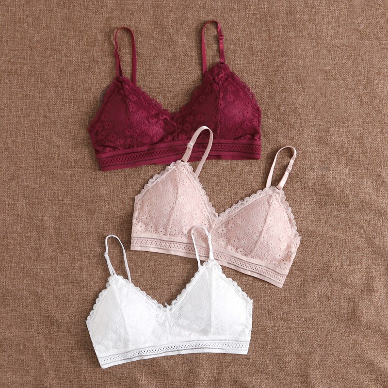

3pack Floral Lace Bra Set, Multicolor