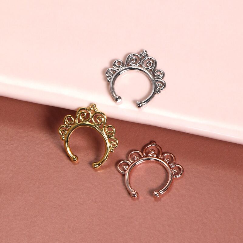 

3pcs Hollow Out Nose Cuff, Multicolor