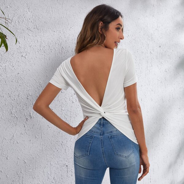 

Twist Back Solid Top, White