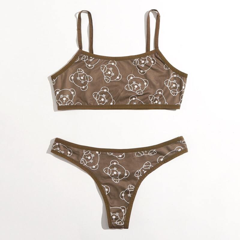 

Cartoon Print Lingerie Set, Multicolor