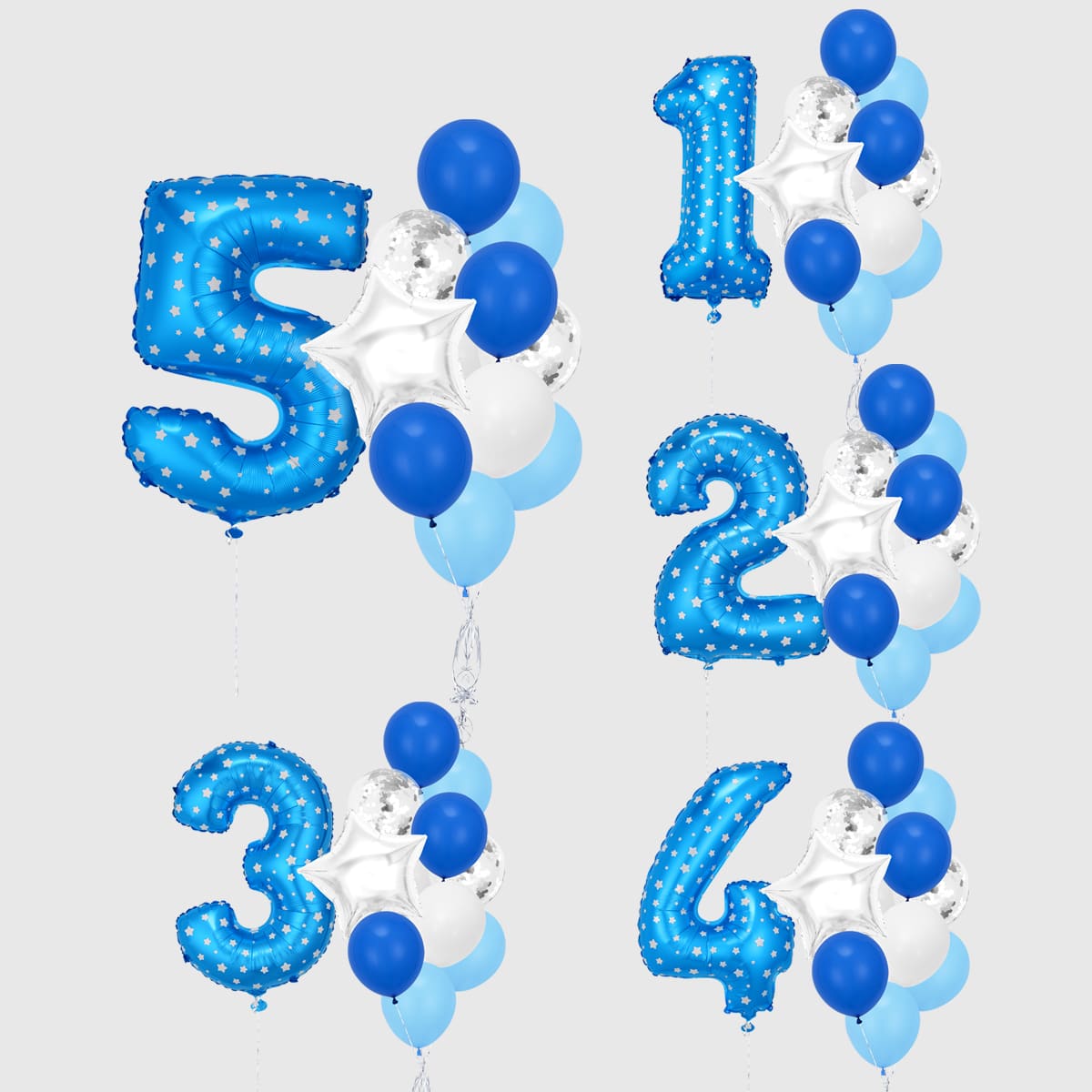 

15pcs Number Design Balloon Set, Multicolor