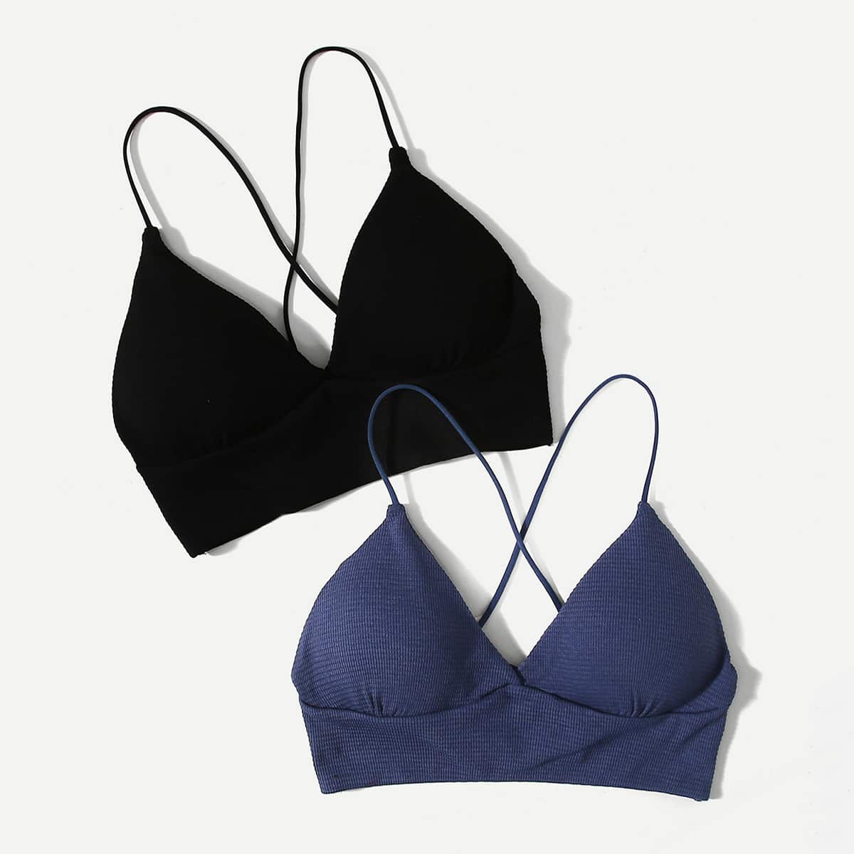 

2pack Solid Bra Set, Multicolor