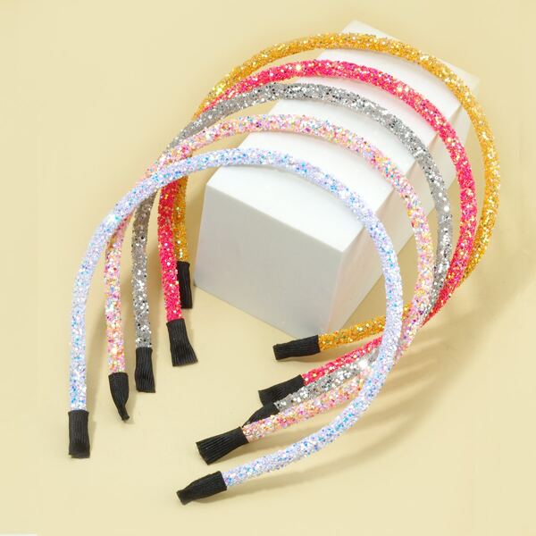 

5pcs Toddler Girls Sequin Decor Hair Hoop, Multicolor