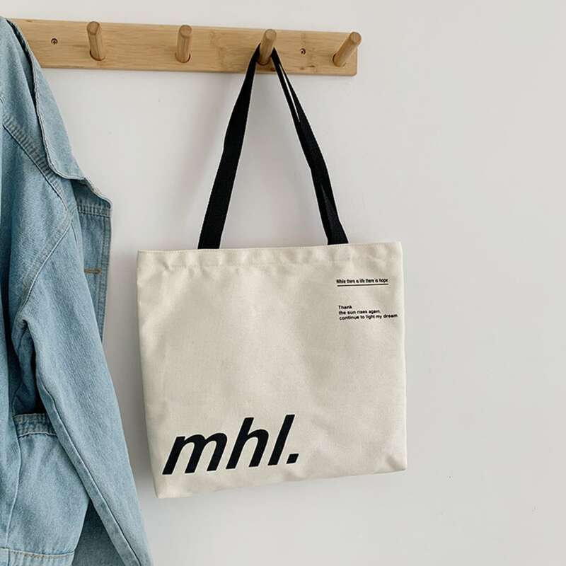 

Letter Graphic Tote Bag, Beige