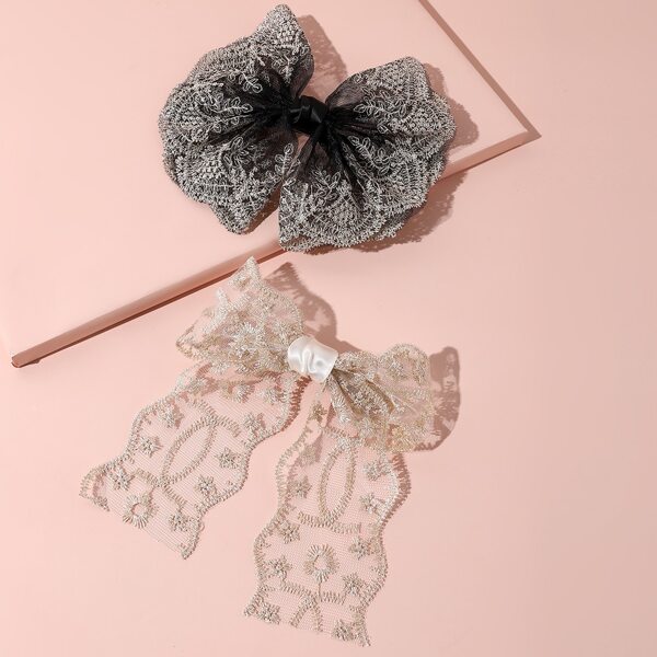 

2pcs Girls Bow Hair Clip, Multicolor