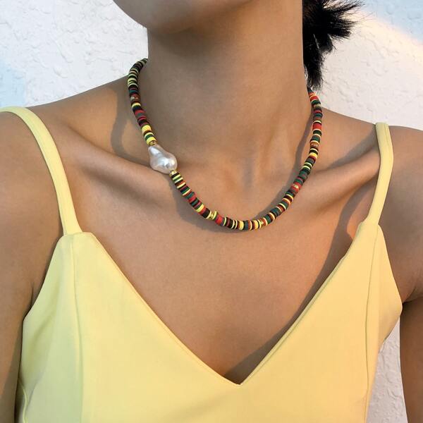 

Faux Pearl Decor Necklace, Multicolor