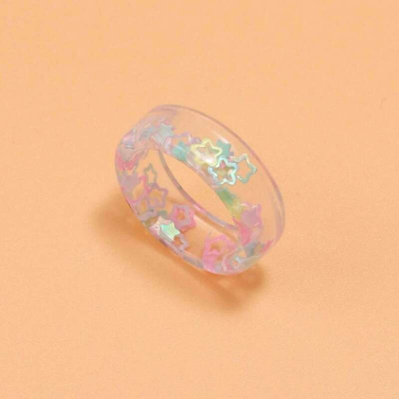 

Clear Star Pattern Ring, Multicolor