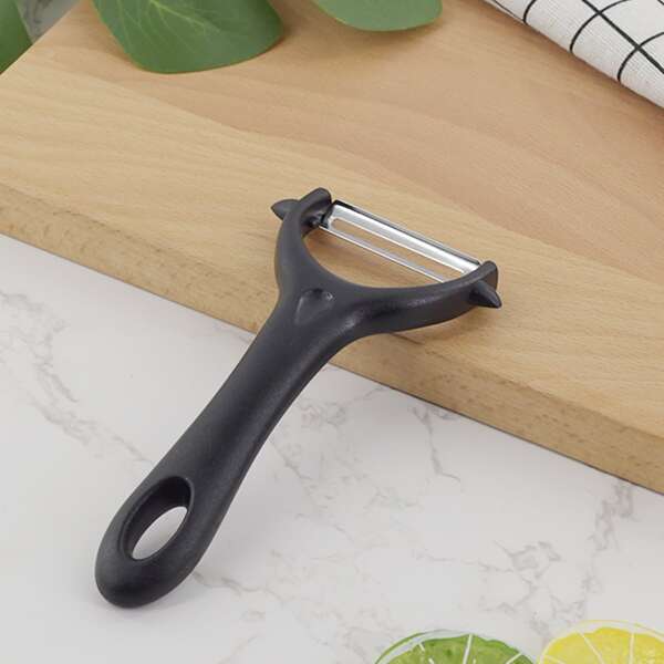 

1pc Stainless Steel Peeler, Black
