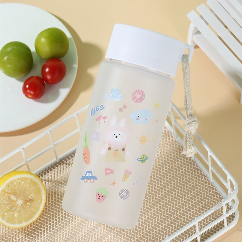 

Cartoon Graphic Water Bottle, White