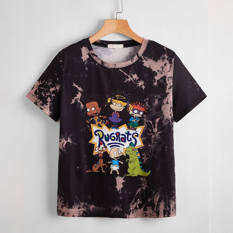 

Cartoon Graphic Tie Dye Tee, Multicolor