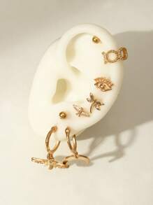 8pcs Moon & Bee Decor Earring