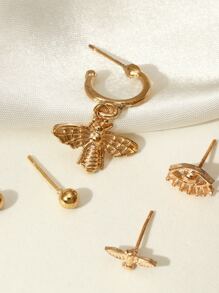 8pcs Moon & Bee Decor Earring