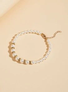 Pearl Beaded Pet Necklace - Gold - View 2