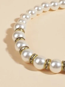Pearl Beaded Pet Necklace - Gold - View 3