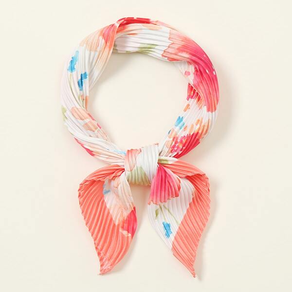 

Flower Print Pleated Bandana, Multicolor