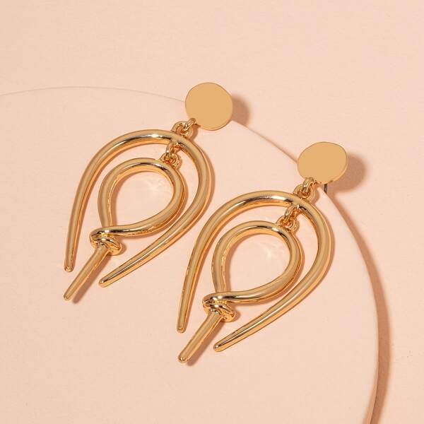

Structured Metal Drop Earrings, Gold