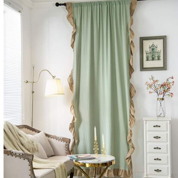 

Ruffle Trim Single Panel Curtain, Multicolor