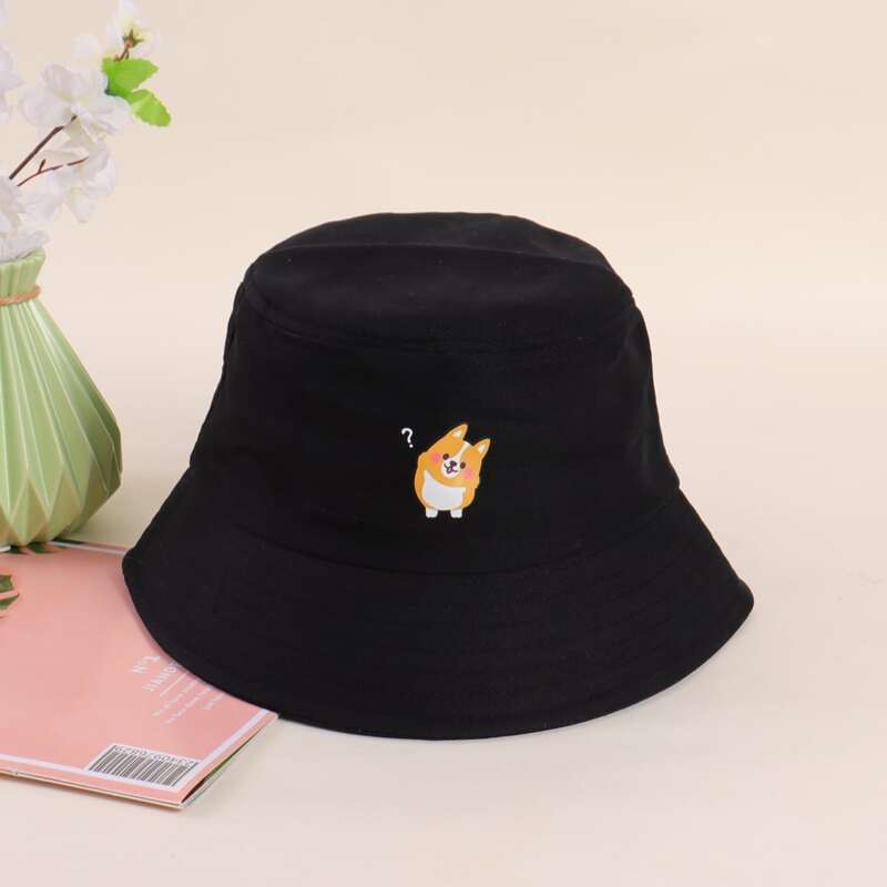 

Dog Graphic Bucket Hat, Black